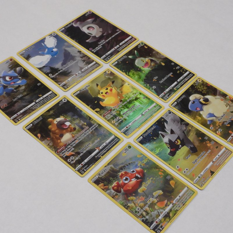 Crown Zenith Galarian Gallery Connecting Art (Riolu, Swablu, Duskull, Bidoof, Pikachu, Turtwig, Paras, Poochyena, Mareep)